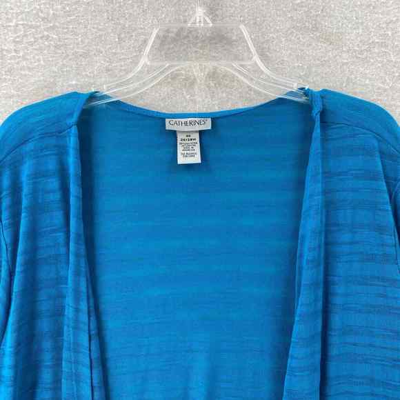 Catherines Cardigan Sweater Womens 3X‎ Blue 3/4 Sleeve Lightweight Open Cover Up - Picture 7 of 11